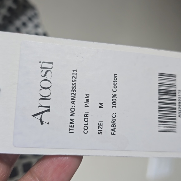 Ancosti Ginghan V Neckline Puff Sleeves   Bubble Hem Size M nWT. - Picture 5 of 6